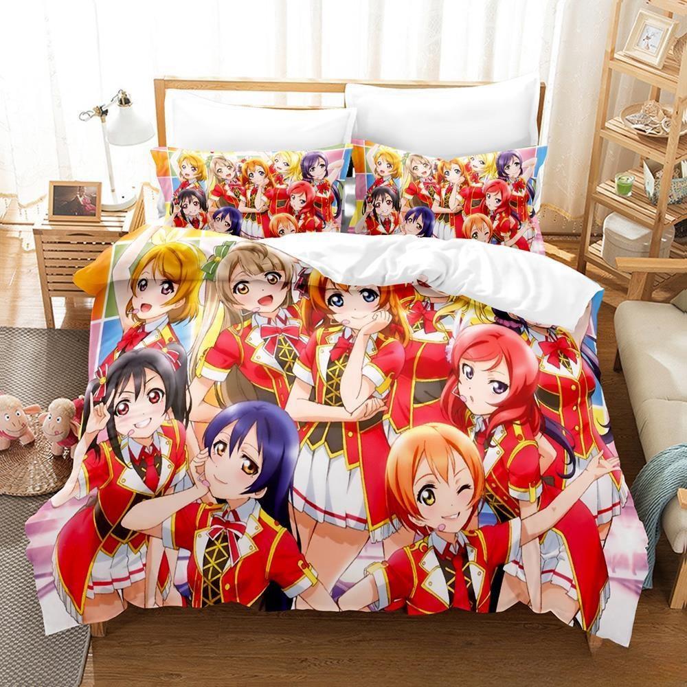 3D Printed Anime Kawaii Girs Love Live! Bedding Set Single Twin Full Queen King Size Bed Set Adult Kid Bedroom Duvetcover Sets