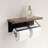 Monozu Toilet Paper Holder, Double, Suitable for Rentals, Stylish Natural Wood with Powder Coating, Holds Large Paper (Double, Greige X Black)