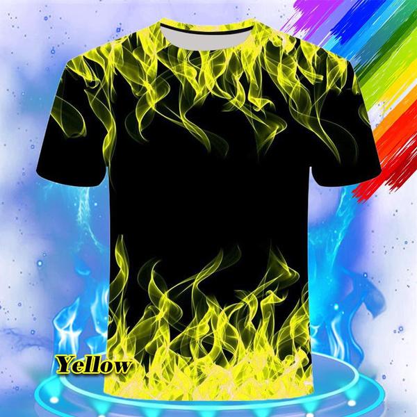 Fantastisk Herr 3D-tryckt Cool T-shirt Kortärm O-hals Casual Hipster Lös T-shirt Personlighet Visuell Låga