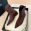 Fashion Pointed Toe Women Ankle Boots Suede Fashion Heeled Shoes Sexy Luxury Winter Short Plush 2025 Designer Dress Boots Para Mujer