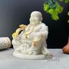 Ivory White Maitreya Laughing Buddha Tea Pet Ornament for Desktop or Car Feng Shui Decor