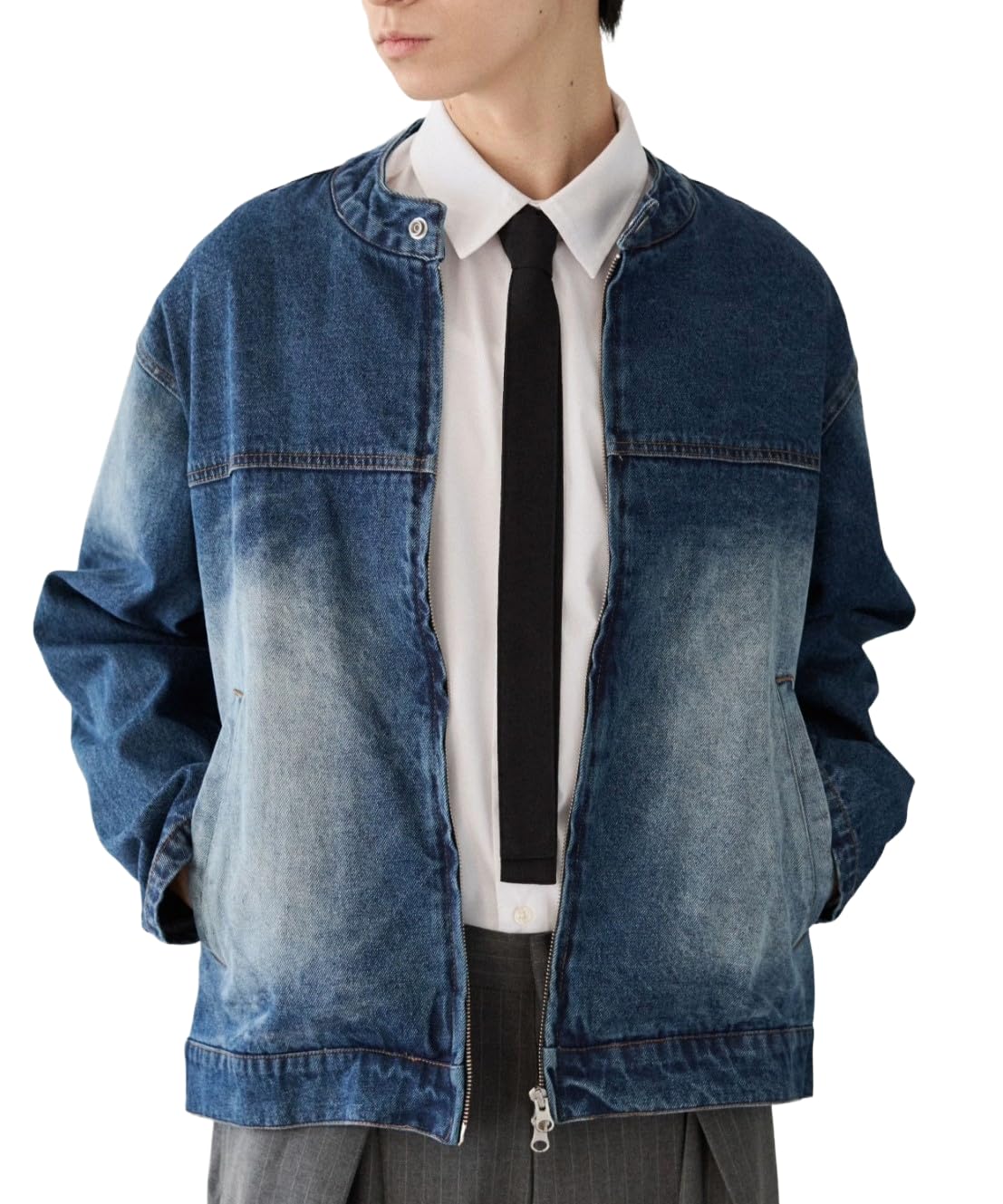 

WEGO Denim Biker Vintage Size F Men s Medium-Dark Jacket, Streetwear, Fall/Winter Outerwear, Gift,