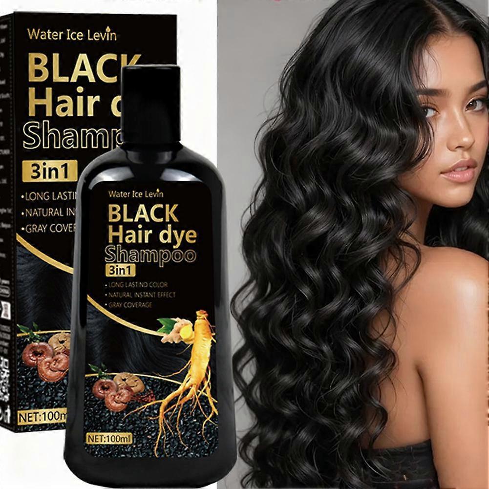 Black Hair Dye Shampoo, Black Instant Hair Color Shampoo, 3-in-1 Herbal Black Hair Dye Shampoo For Men Women
