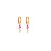 Luxury Rose Red Zircon Stainless Steel Water Drop Hoop Earring For Women 18K Gold Plated Huggie Women's Jewelry Pendientes Mujer