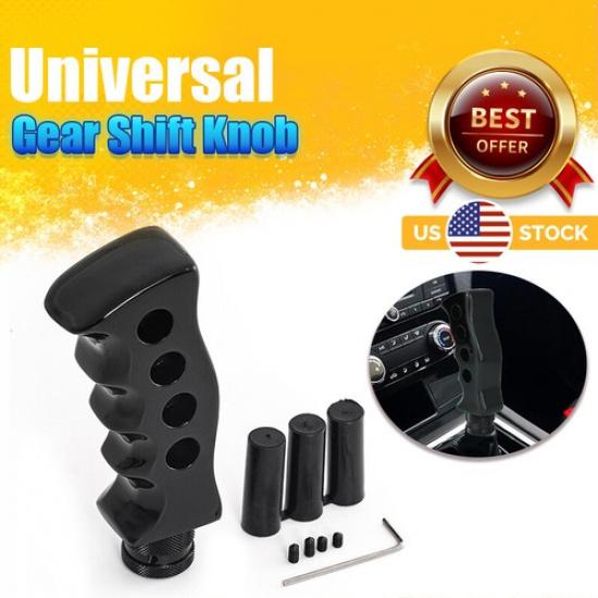 Universal Black Slotted Pistol Grip Handle Manual Gear Shift Knob Shifter BA