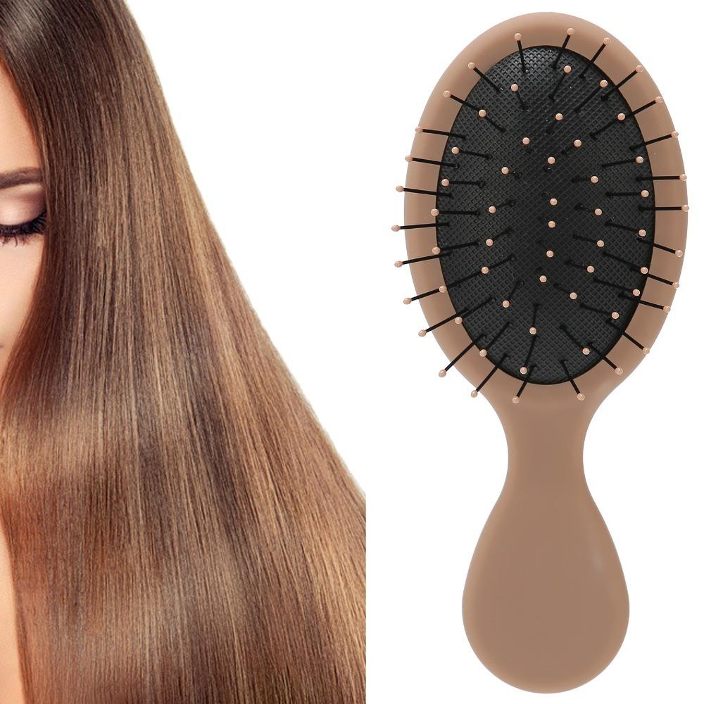 Portable Hair Straightening Brush Soft Rounded Paddle Hairbrush Hair Detangler Brush For Travel коричневый