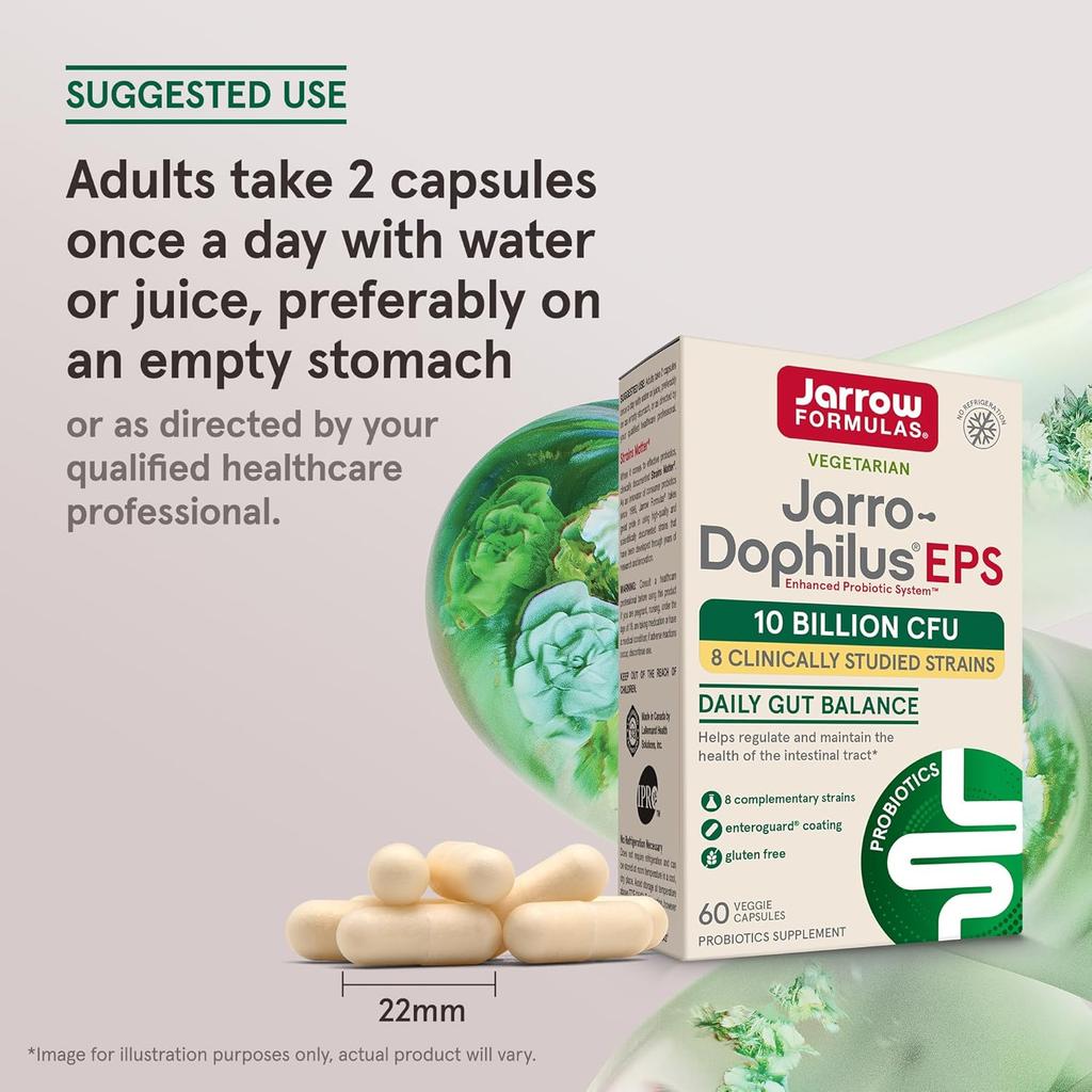 Jarrow Formulas Vegan Jarro-Dophilus, Allergen-Free, 10 Billion CFU, 60 Veggie Capsules