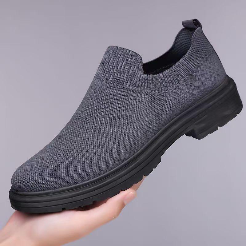 Breathable Canvas Men's Shoes Summer Mesh Socks Shoes Comfortable Casual Sneakers Men's Slip on Loafers Athletic Training Shoes