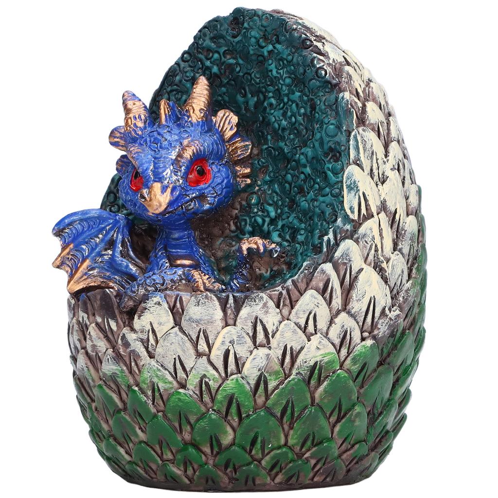 Dragon Egg Resin Material Interesting Decorative Cute Vivid Garden Animal Figurines for Living RoomBlue Dragon