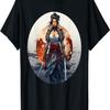 Samurai Girl Vintage Retro Sakura Cherry Blossom T-Shirt(366)