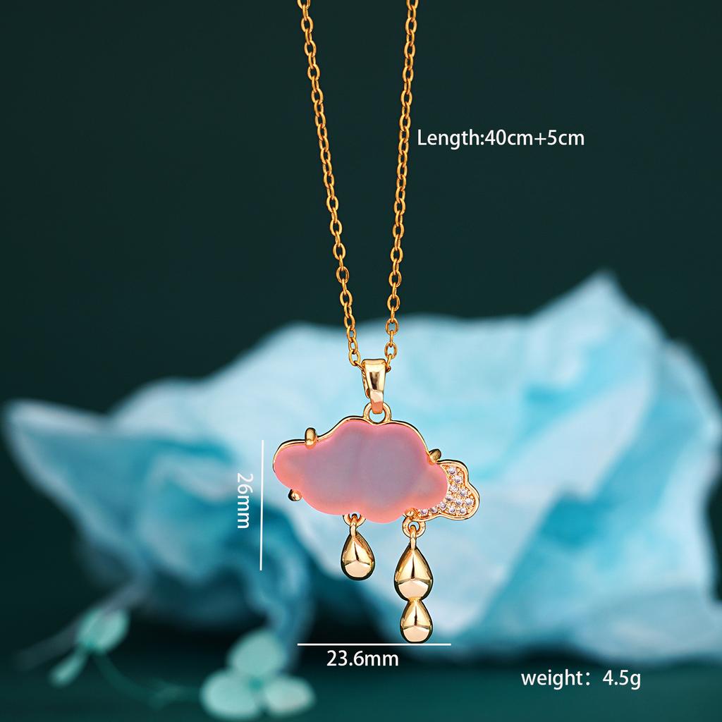 Fashion Zircon Resin Cloud Pendant Necklace for Women Girls Stainless Steel Chain Sweet Cute Party Accessories Jewelry Gifts