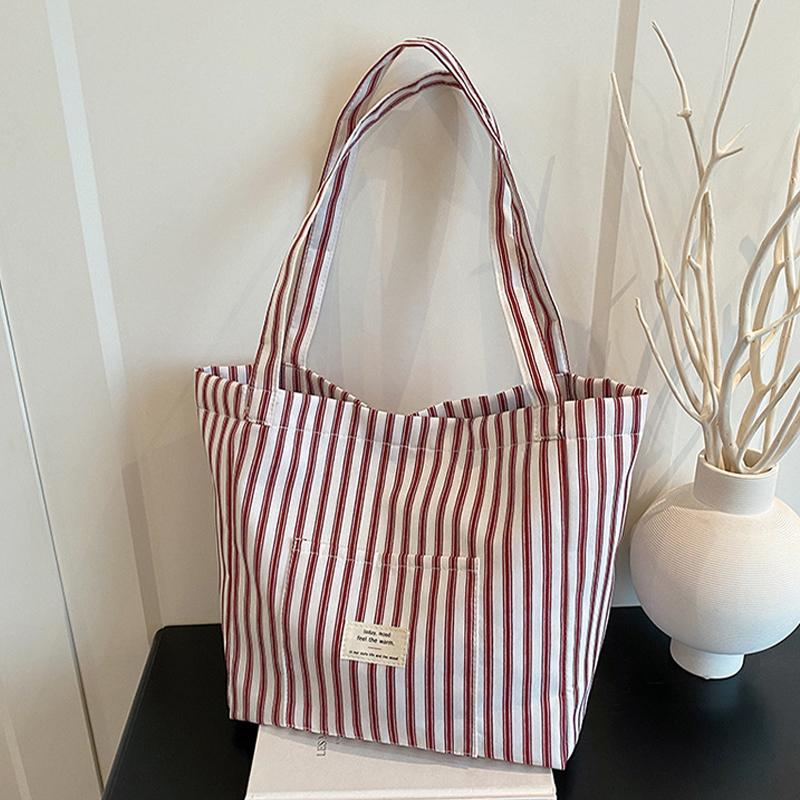 Korean Striped Shoulder Bag Large-Capacity Versatile Casual Tote Bag For Women