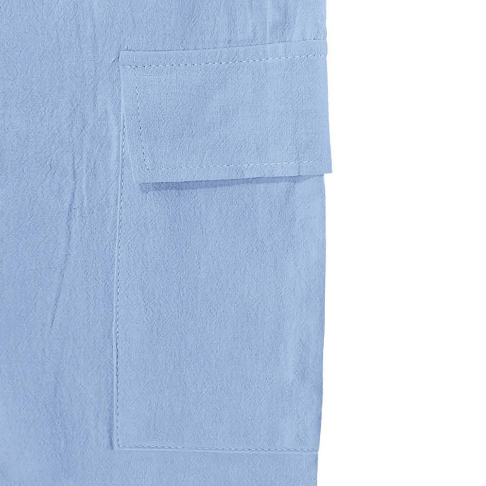 Pánské letní outdoorové plážové ležérní jednobarevné kraťasy s více kapsami Stylové pánské plážové kraťasy na dovolenou