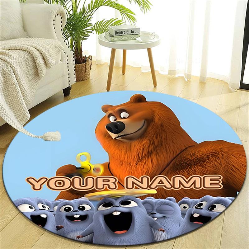 Personalized Grizzy Bear Round Chair Office Rug - Perfect for Mat, Office Chair & More - Ideal Gift for Birthdays and Holidays
