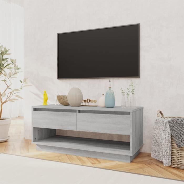 VidaXL Meuble TV Sonoma gris 102 x 41 x 44 cm Aggloméré
