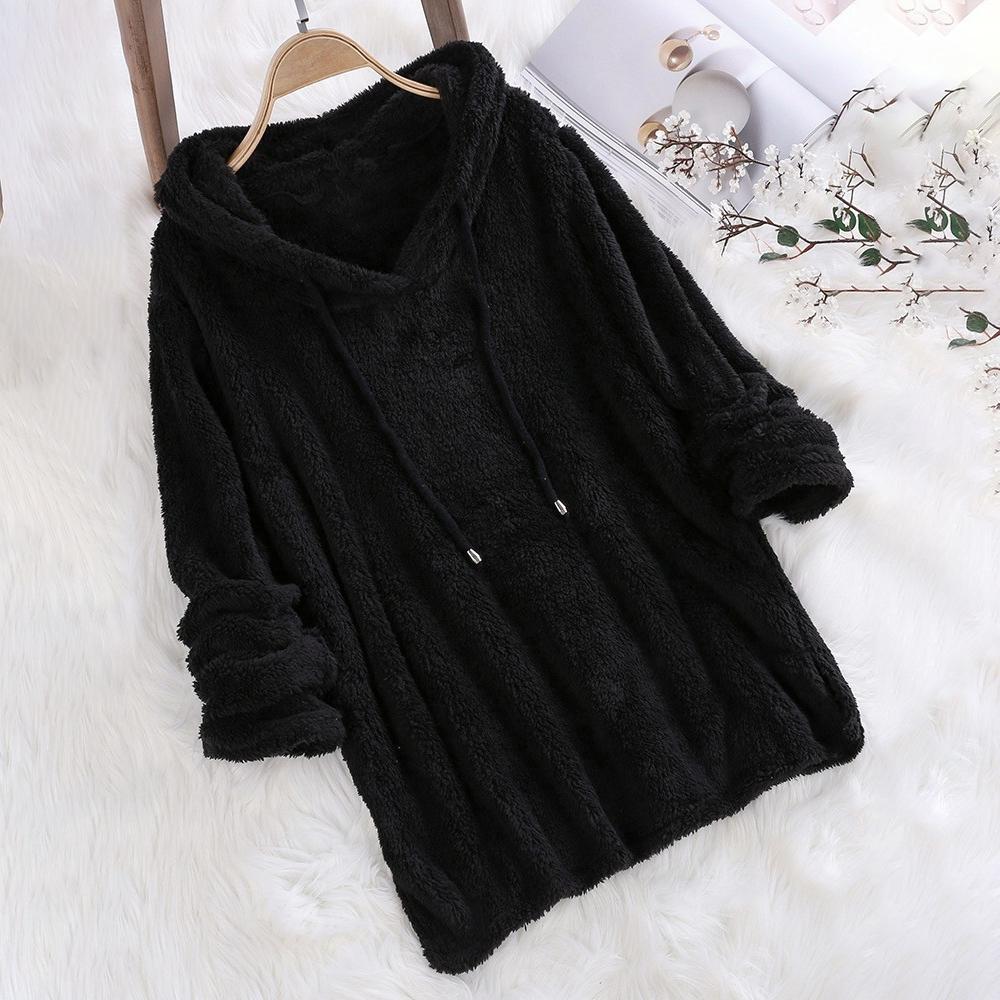 Rudens Žiemos Ilgomis Rankovėmis Pliušiniai Džemperiai su Gobtuvu Moterims Pūkuoti Džemperiai Flanelinis Puloveris Pižama Laisvi Džemperiai Viršūnės Didelio Dydžio