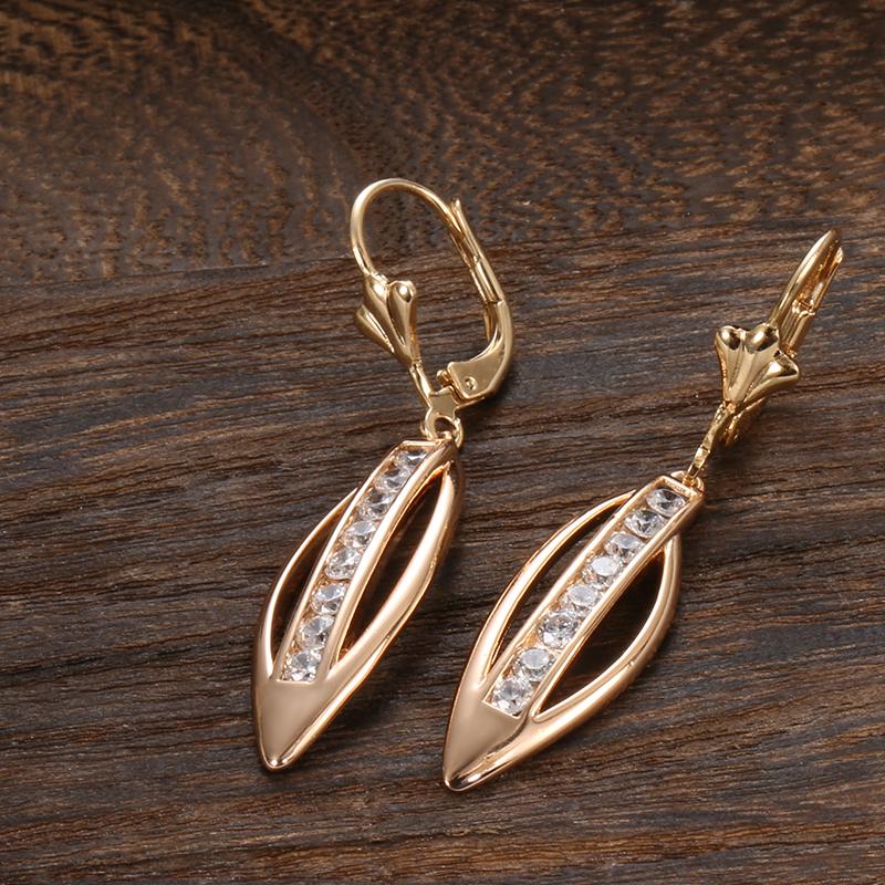 Fashion Natural Zircon Tassel Earrings For Women Fine  Rose Gold Long Dangle Earrings Fashion Jewelry