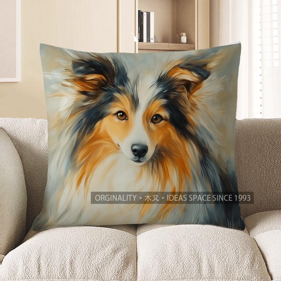 

Home Decor Cute Collie Dog Pattern Throw Pillow Cover Pattern Cushion Cover Suitable For Sofa Bedroom Car Pillow Cover 40x40cm