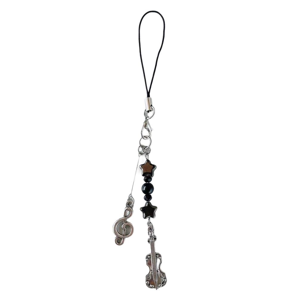 Unique Guitar Star Beaded Cellphone Charm Phone Chain Bag Pendatn Keychain Accessory for Music Enthusiasts