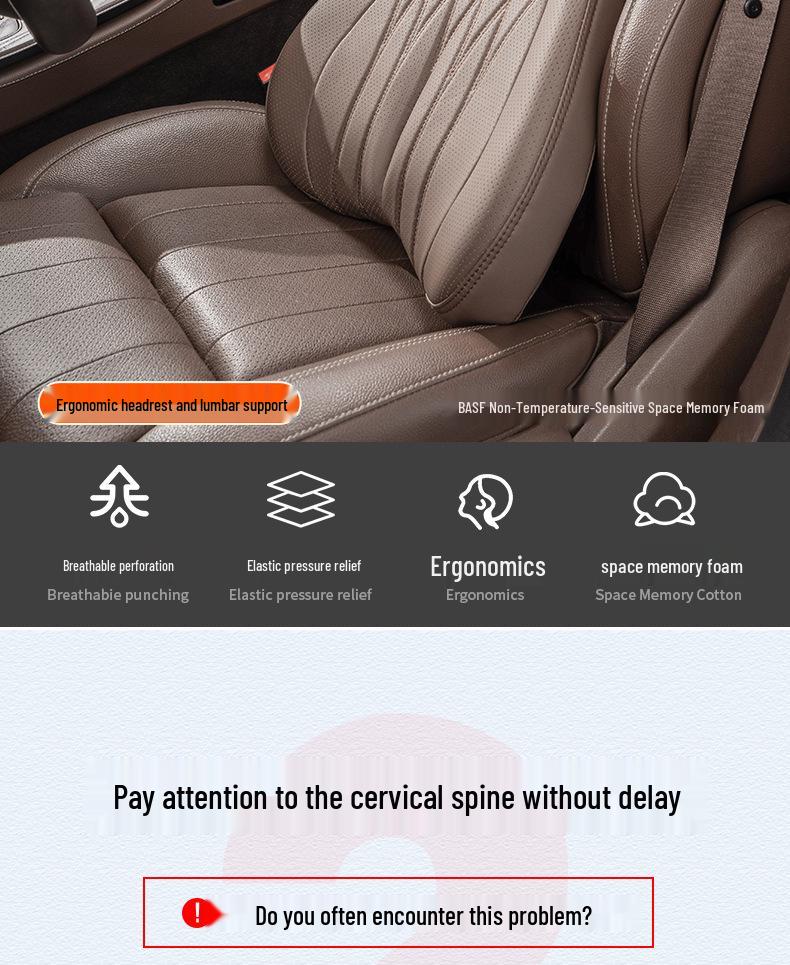 Hongqi Car Neck and Lumbar Support Cushion for HS5, HS7, H9, E-QM5, H5