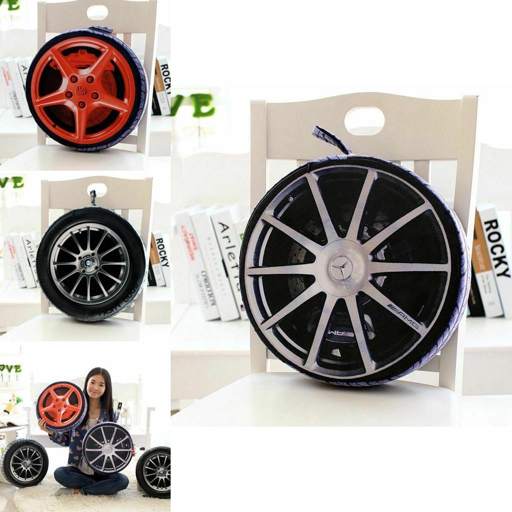 Adorable 3d Print Pillow Car Wheel Tire Plush Cushion For Car And Home Decor