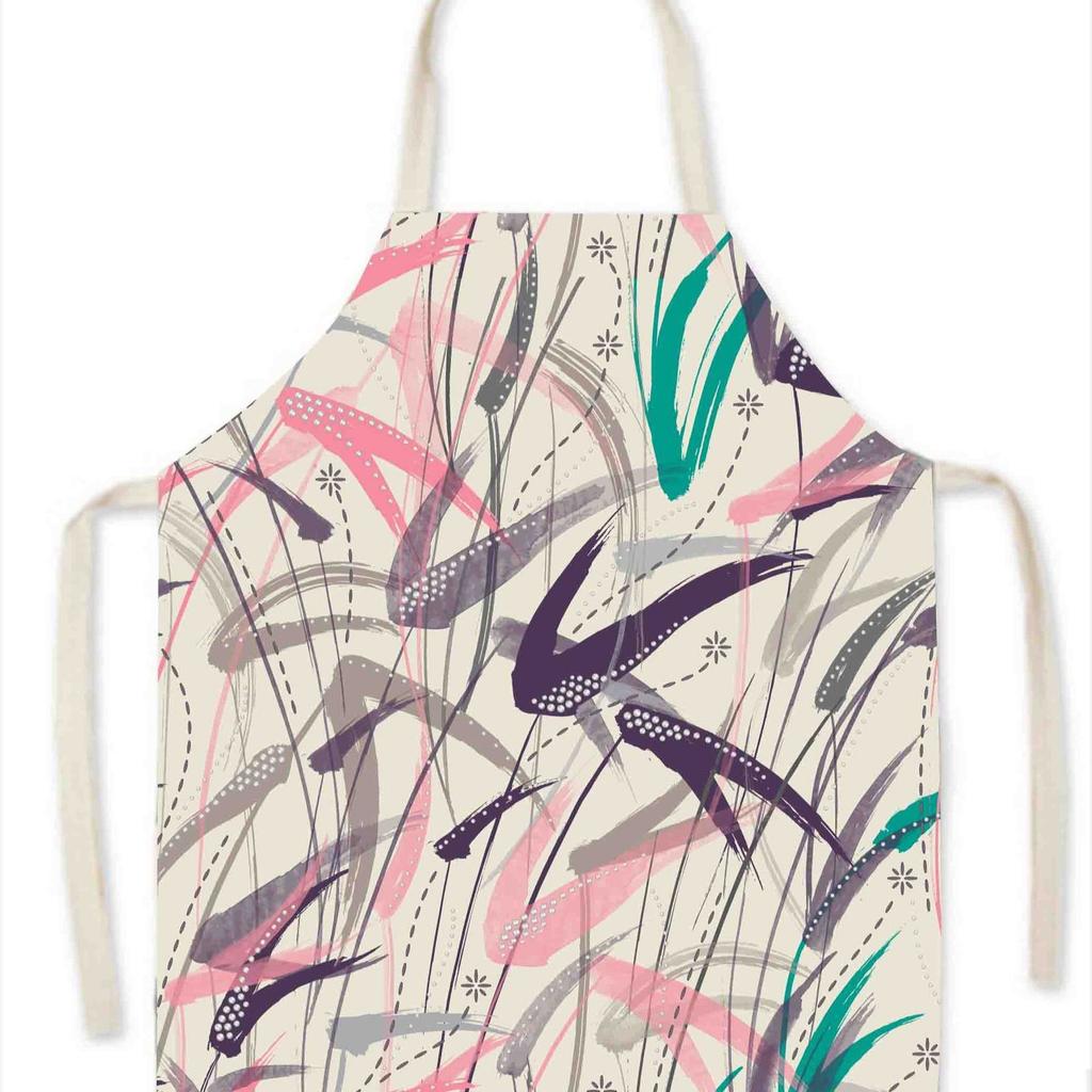 Fresh Pastoral Style Prints Supply Waterproof Pastoral Style Print Apron Kitchen Barbecue Apron