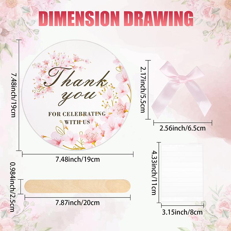 10 Pcs Wedding Hand Fans For Guests Bulk Decorative Handheld Wedding Favor Fans With Handle Thank You For Celebrating With Us