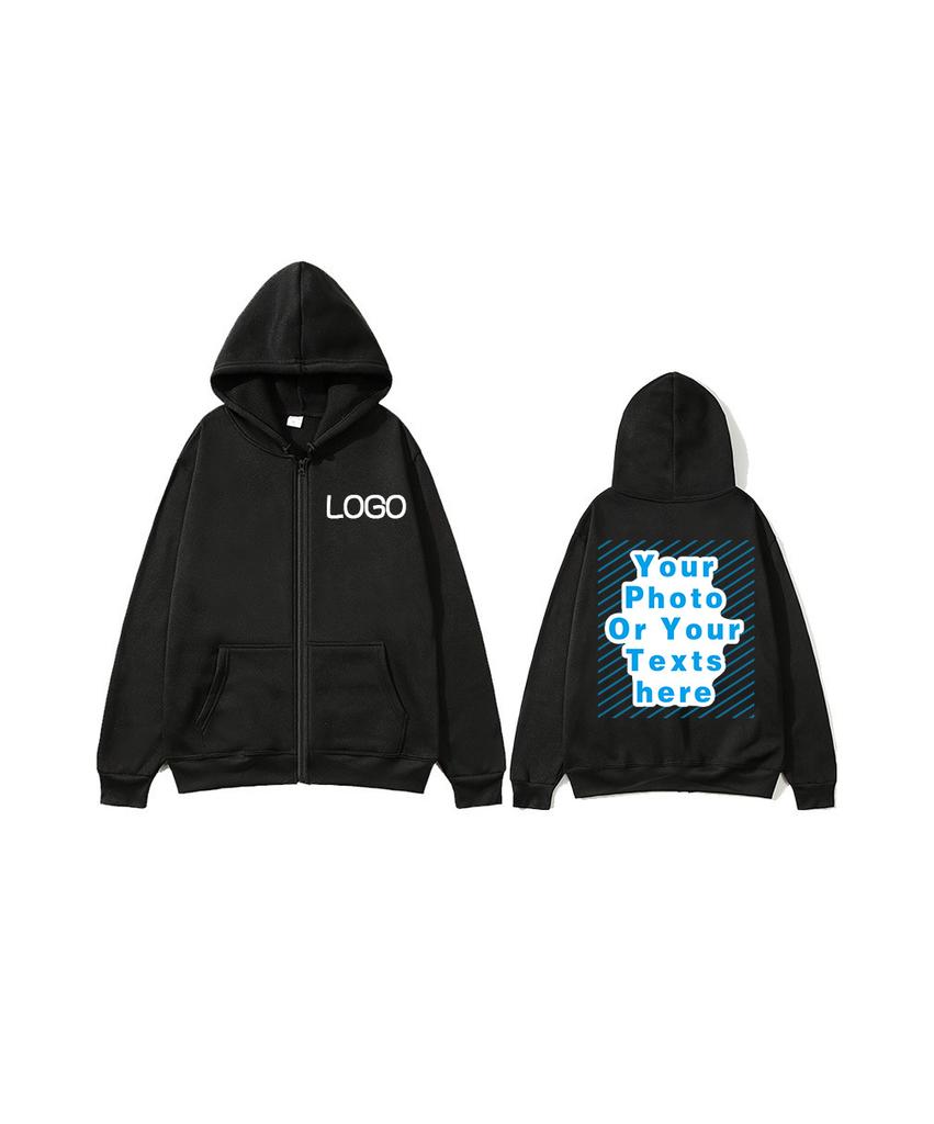Zipper hooded cardigan sweatshirt jacket, new fashion, anytime, anywhere design brand logo/custom image replication