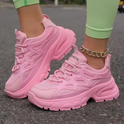 Women's Shoes  High Quality Lace Up Women's Vulcanize Shoes Autumn Breathable Mesh Solid Casual Platform Walking Shoes