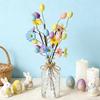 Påskäggsstickor Vår Konstgjord Blomstergren med Färgade Ägg för Blomsterarrangemang Fest Hem Bordets Mittpunkt