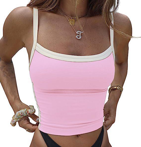 2025 Spring Women's Color Block Slimming Backless Tank Top
