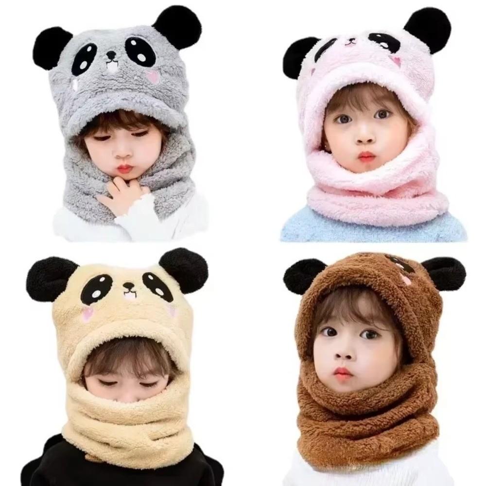 Fleece Children Beanie Caps Cartoon Warm Bonnet Scarf Fashion Kids Plush Hat Outdoor