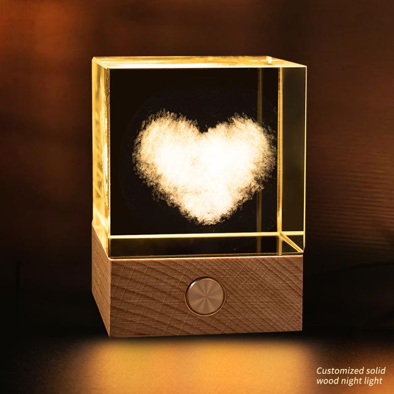 Starry Sky Cube Crystal Night Light: Creative Bedside Atmosphere Lamp