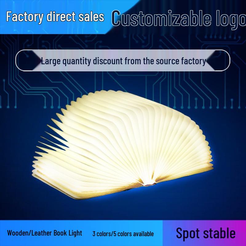Engraved LED Wooden Book Lamp with Eye-Protecting Bluetooth Night Light