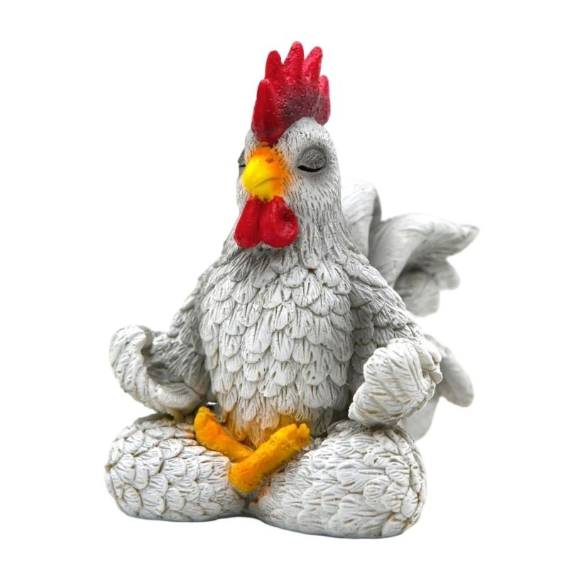 

Chicken Sculpture Funny Meditating Rooster Statue Handcraft Desktop Decors For Meditations Corner Housewarmings Present 1