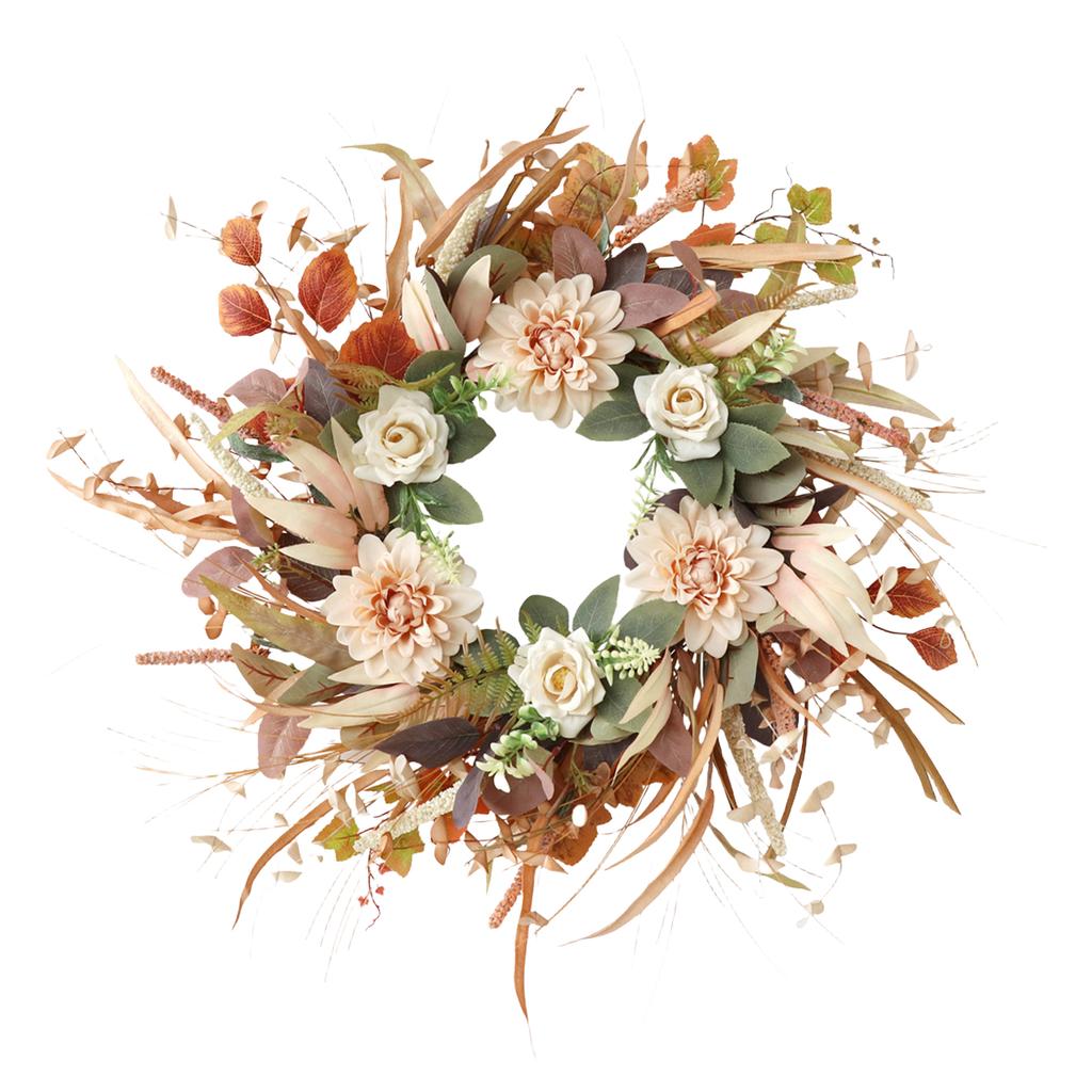 Lifelike Silk Flower Wreath with Foliage Charming Artificial Flower Wreath Adornment for Festive Celebrations or Events