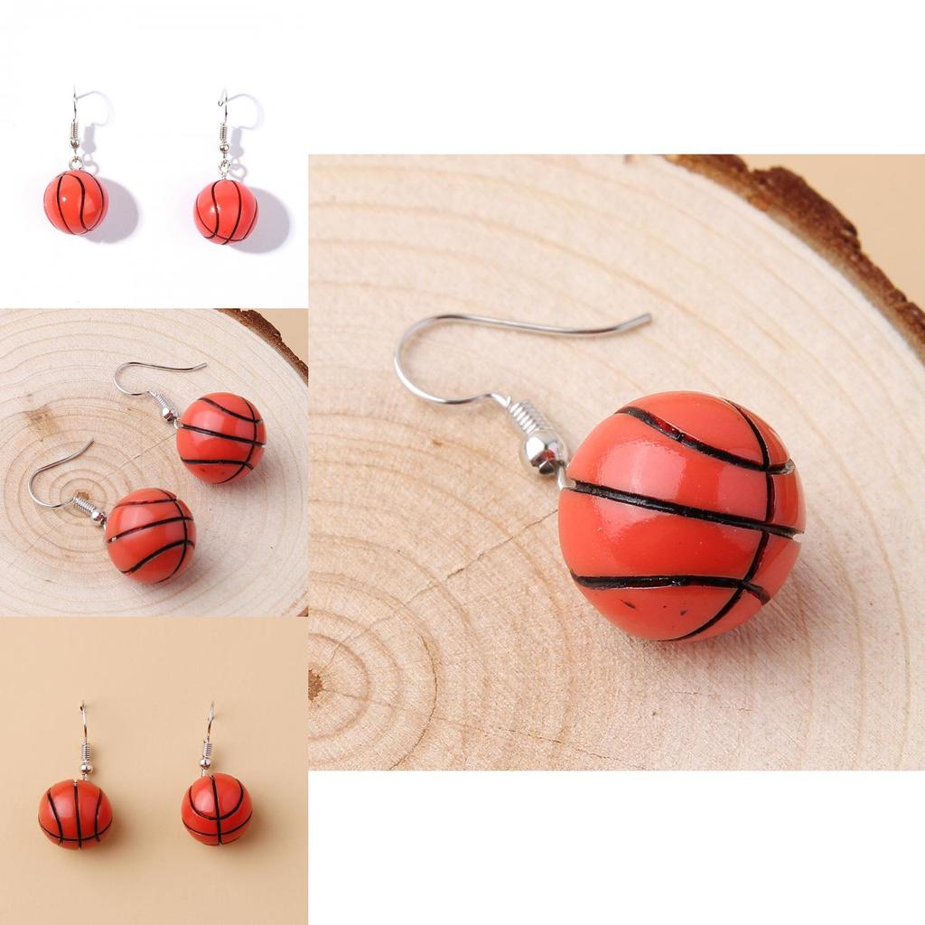 Stylish Resin Geometric Earrings With Basketball Theme For Holiday And Event Gifts