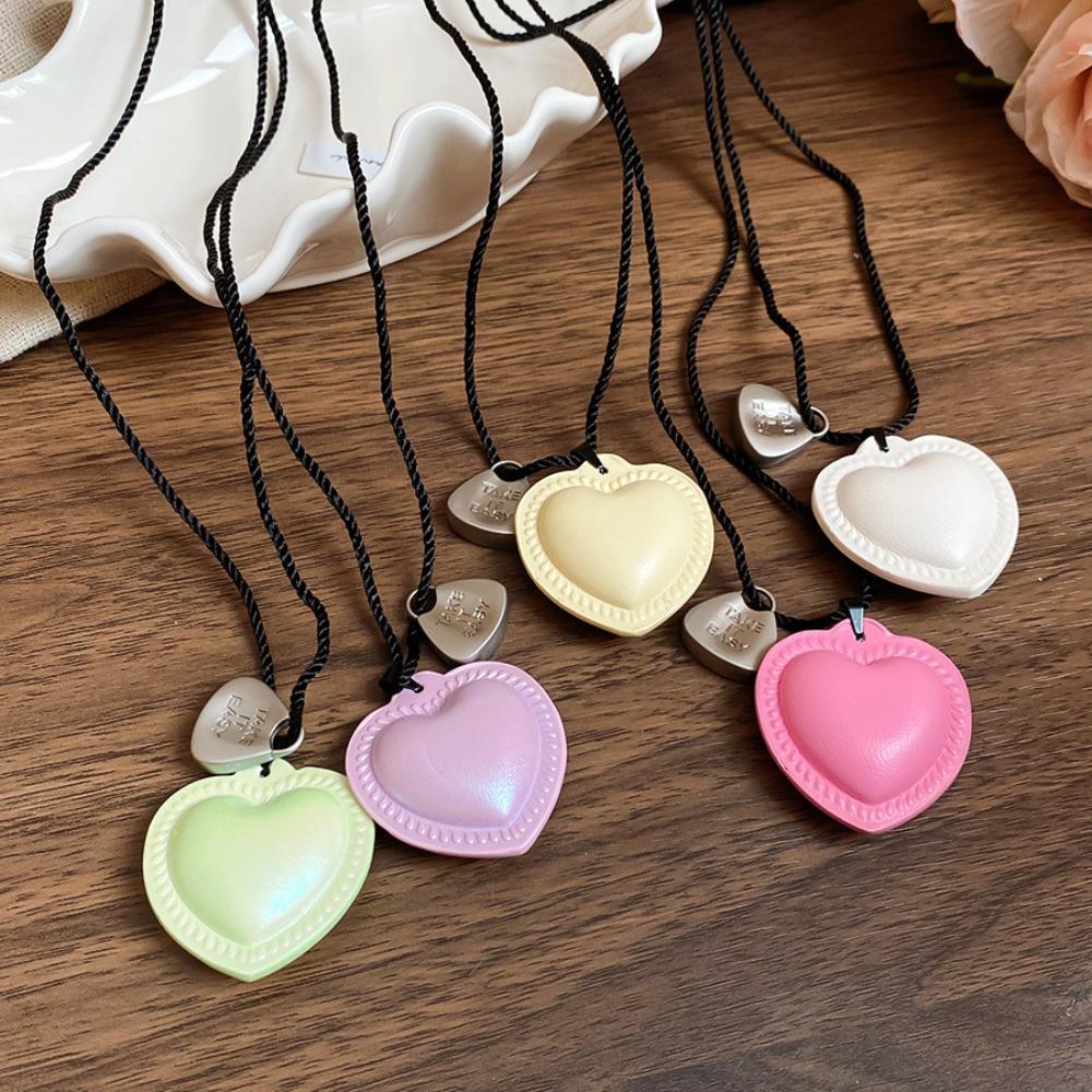 Hanging Neck Long Leather Necklace Love Heart Korean Sweater Chain  Women