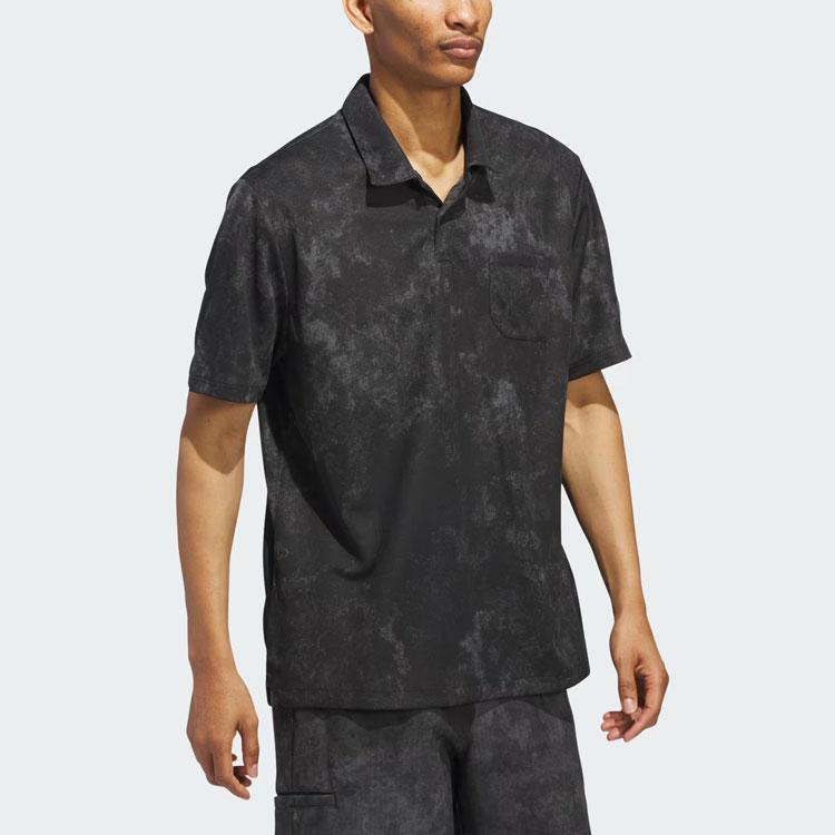 Adidas Adicross Polo Shirt Tie-Dye Cuffs Logo Short Sleeve Polo Men Tops Black IT8323