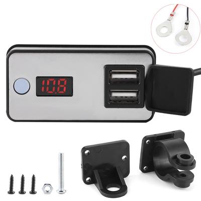 12V Motorcycle Dual USB Charger Digital Display Universal Waterproof Power Supply for Phone Tablets GPS