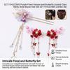 Flower Hairpin With Butterfly Crystal Hair Clip Set Traditional Chinese Style Elegant Ornament For Hanfu Wedding And Festival
