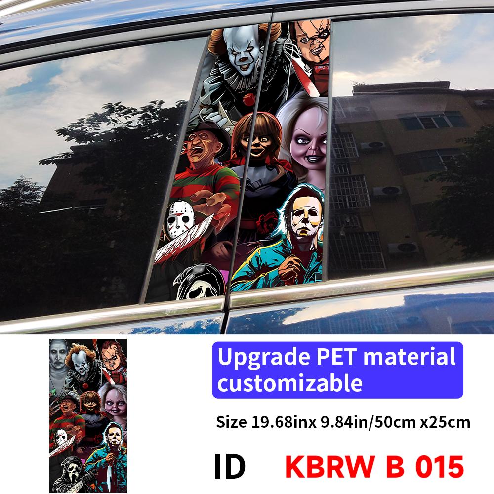 Adesivi per Auto Personaggi Horror Fantasma Halloween Montante B Auto Copertura Decorativa Impermeabile Graffi Portiere Auto Montante Parasole Decalcomanie