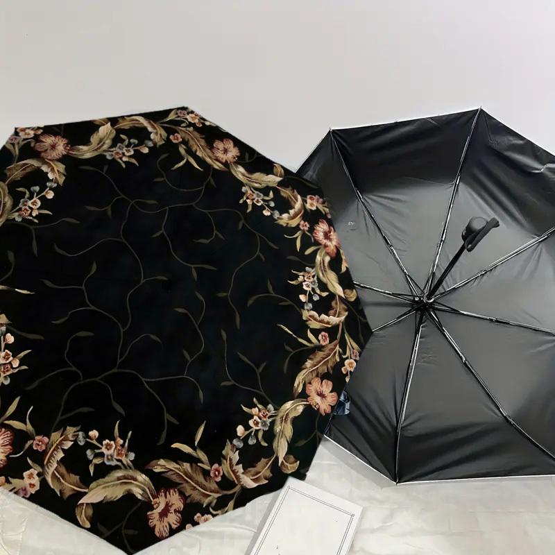 1PC Floral Pattern Umbrella-8-Rib Reinforced, Automatic Open, Lightweight & Durable, Cute Fashion Accessory for Outdoor, Beach, or Casual Use, Beach U