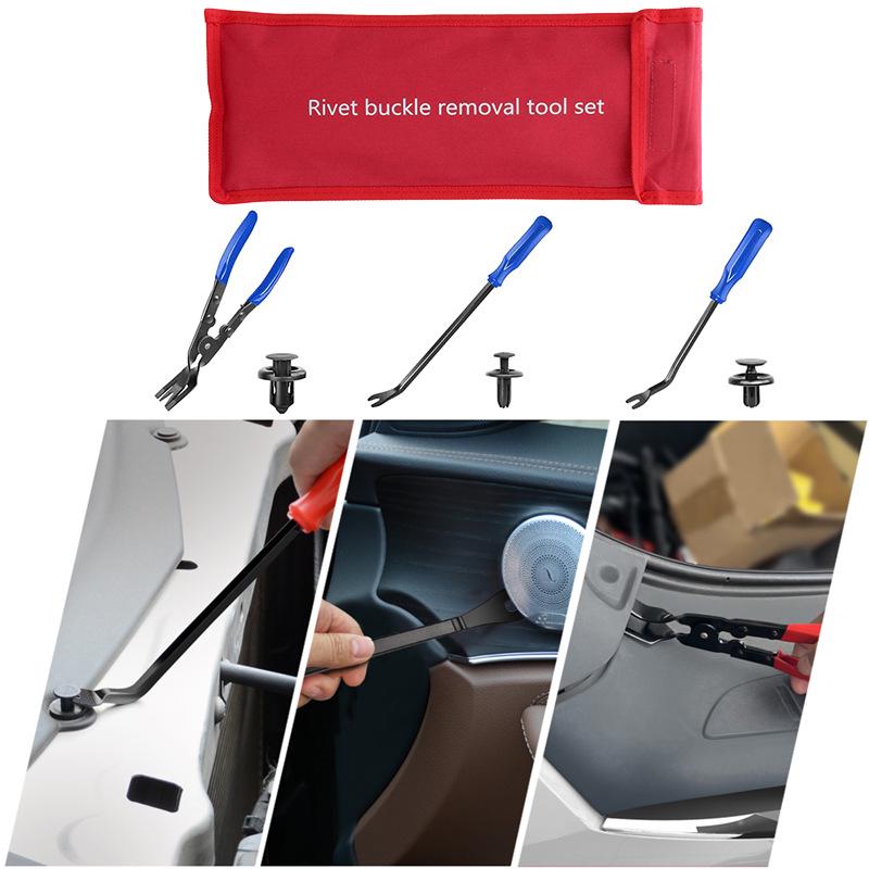 3-Piece Automotive Fastener and Rivet Removal Tool Set: 6-inch & 8-inch Screwdrivers, Pliers for Car Clip and Decorative Opening.