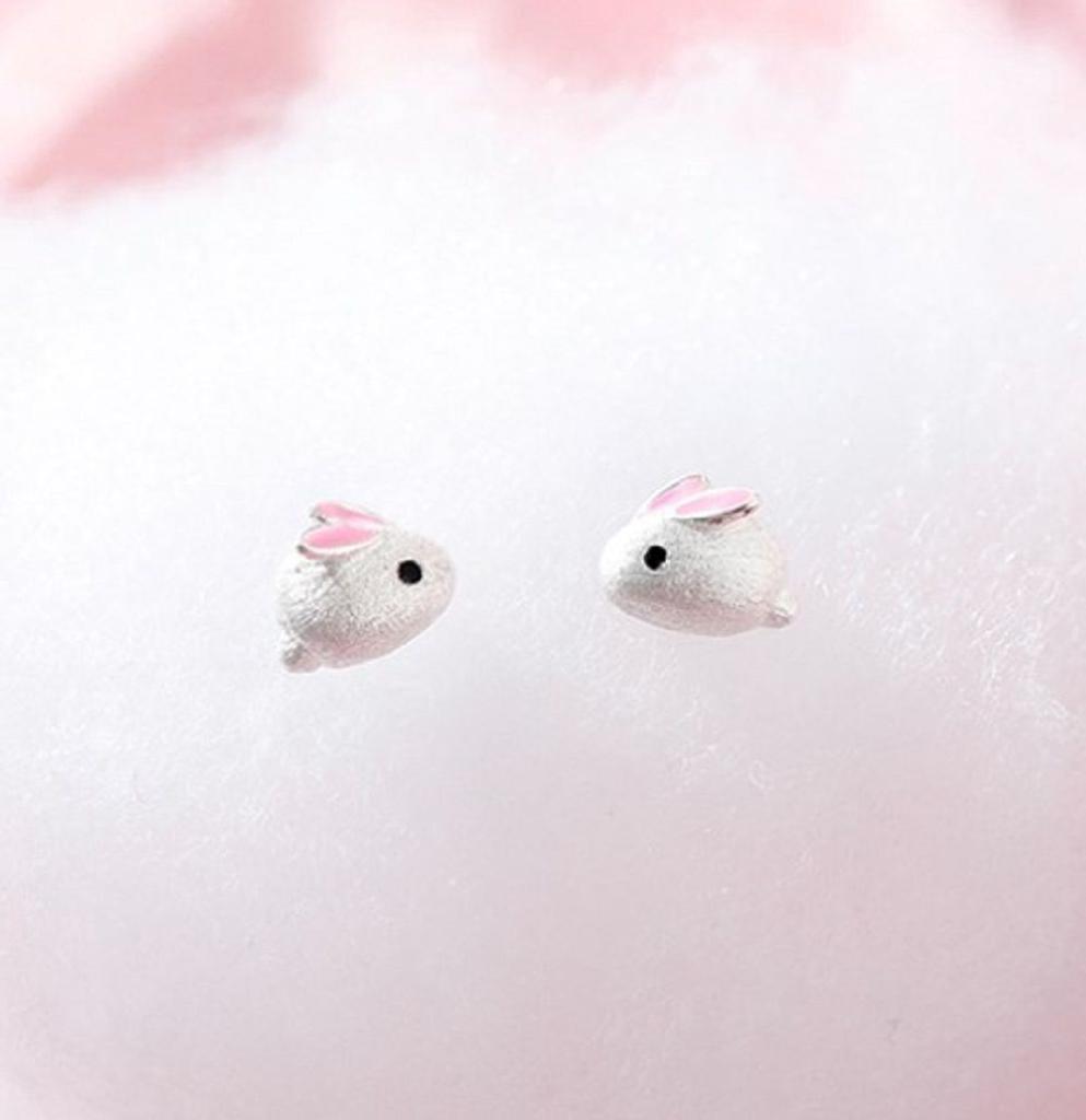 1Pair Alloy Sweet Silver Needle Stud Party Gift Little Rabbit Earrings Charming For Women Cute