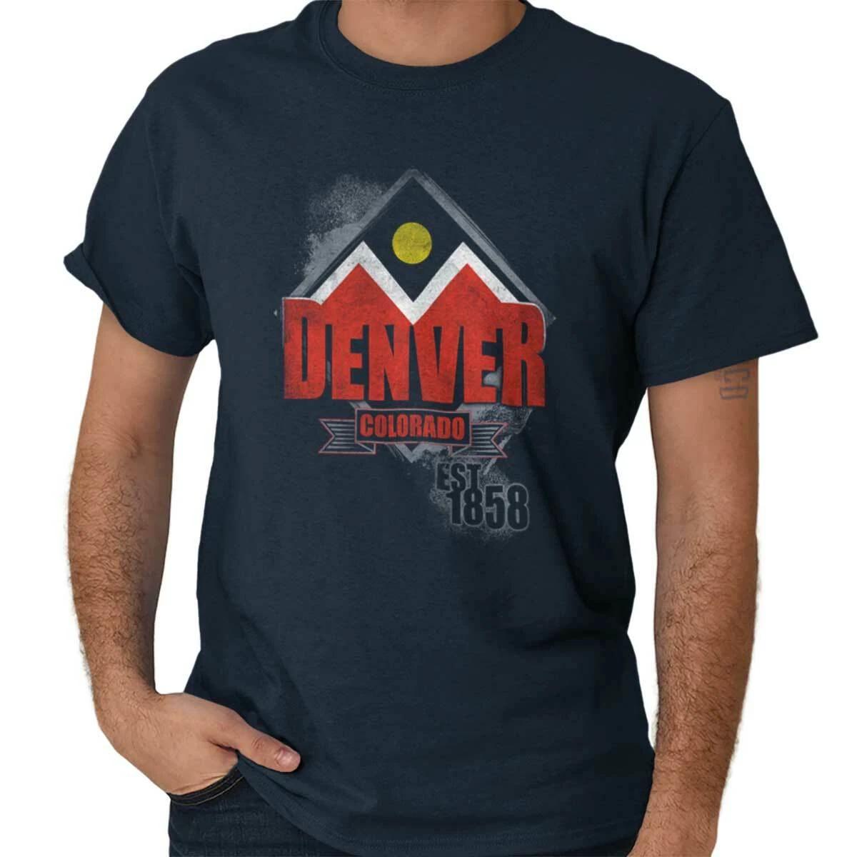 Denver Colorado Vintage Rocky Mountains CO Adult Short Sleeve Crewneck Tee S