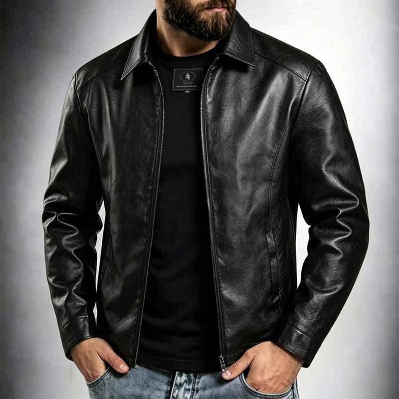 Autumn D Fashion Simple Leather Jacket Casual Versatile Windproof Breathable Cardigan Leather Jacket