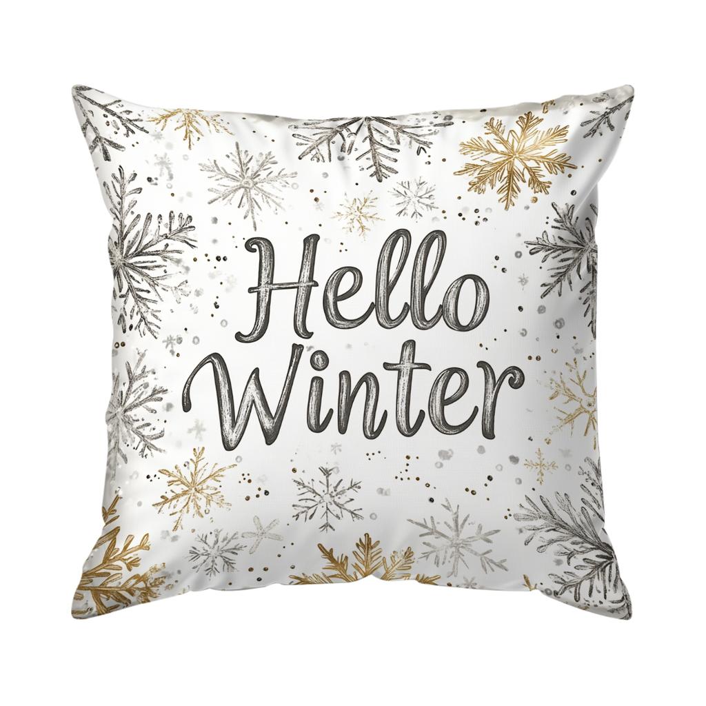 Grey Christmas Cushion Pillowcase Printed Polyester 45x45cm Throw Pillowcover Decorative Sofa Cushion Pillowslip Home Decor