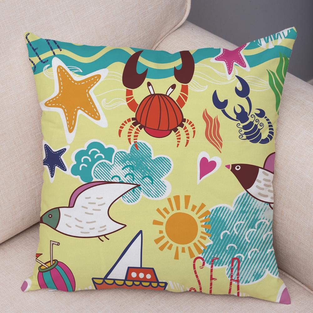 Cute Animal Pattern Cushion Cover Cartoon Friends Monkey Penguin Zebra Donkey Design Soft Square Pillow Home Decor Gift xcm