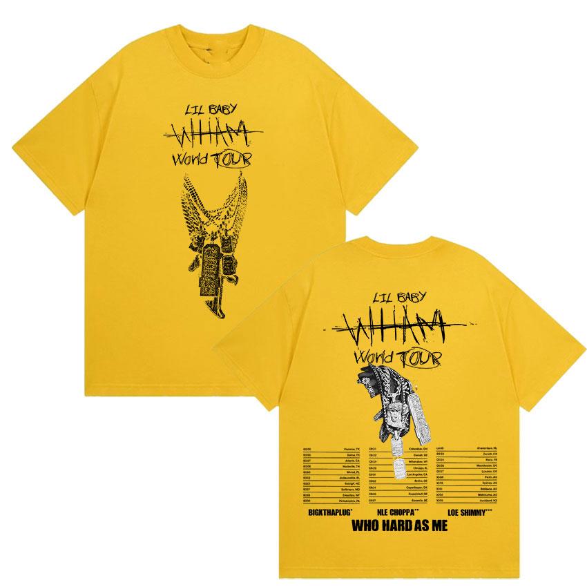 Rapper Lil Baby Wham World Tour 2025 Print T Shirts Men's Gothic Hip Hop Punk Clothing T-shirt Man Retro Oversized Cotton Tshirt